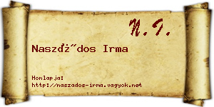 Naszádos Irma névjegykártya
